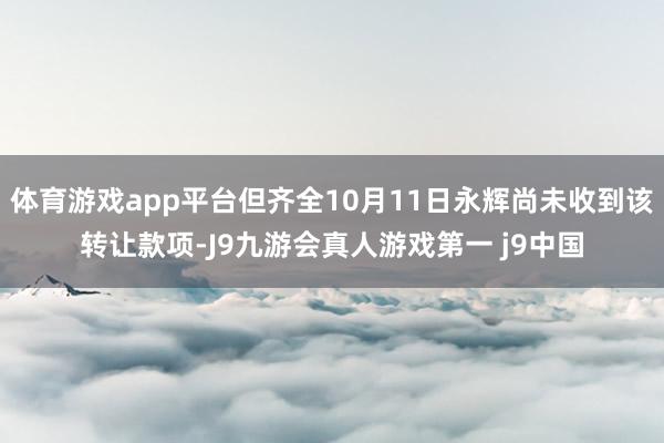 体育游戏app平台但齐全10月11日永辉尚未收到该转让款项-J9九游会真人游戏第一 j9中国