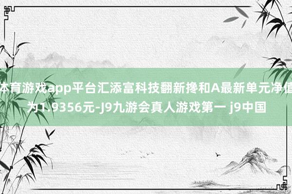 体育游戏app平台汇添富科技翻新搀和A最新单元净值为1.9356元-J9九游会真人游戏第一 j9中国